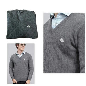 Monte Carlo Men Grey Self Design Wool blend Pullover